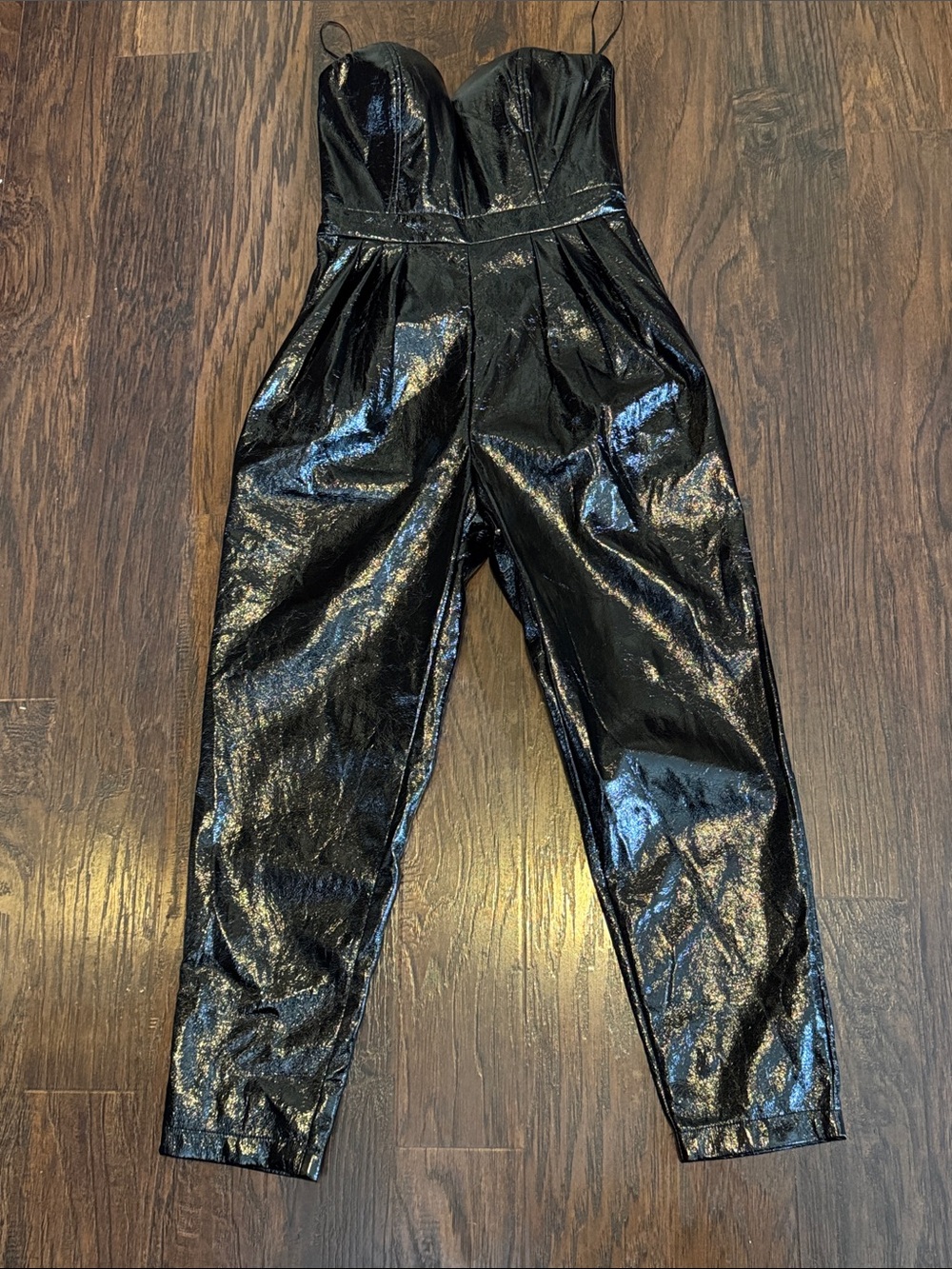 Vibrant MIU Shiny Black 🖤 Strapless Bustier Jumpsuit